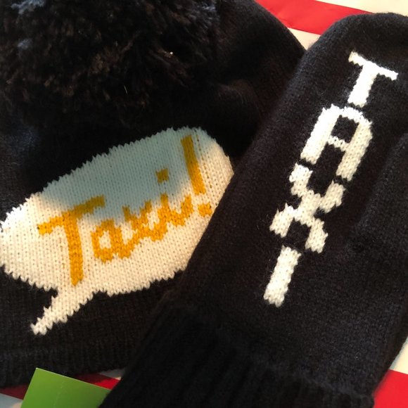 Kate Spade NWT Black TAXI Hat & Mitten Set main image 4